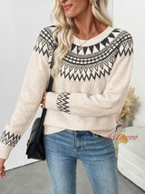 Ethnic Crewneck Vintage Knitted Sweater