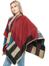Thickened Cashmere Retro Plaid Shawl Cloak