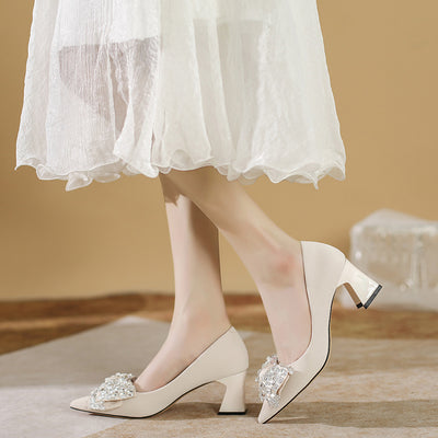 Pointed Platform Heels Crystal Shoes