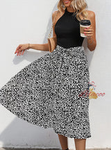 Sleeveless Printed Color Matching Dress