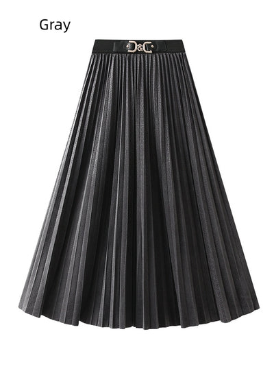 High Waist Flocked Pleated Skirt