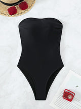 Solid Metal Jewelry One-piece Swimsuit