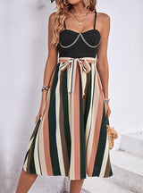 Color Matching Straps Dress
