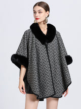 Jacquard Shawl Cloak Knitted Cardigan Woolen Coat