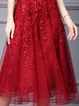 Burgundy Lace Beading Mother Of The Bride Dress