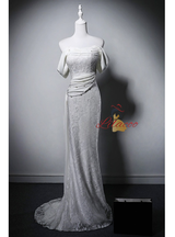 White Mermaid Lace Pearls Wedding Dress