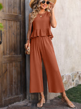 Sleeveless Vest Wide-leg Pants Casual Suit