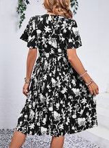 Floral Print Short Sleeve Dress
