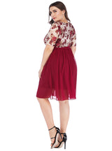 Stitching Chiffon V-neck Short Sleeve Dress