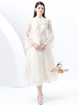 Retro Long Sleeve Lace Long Dress