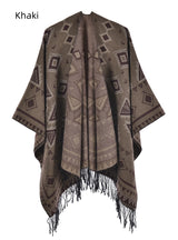 Geometric Split Shawl Thickened Warm Cloak