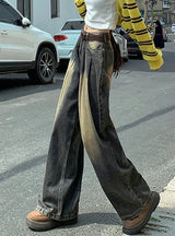 Retro Wide-leg High Waist Straight Slim Jeans