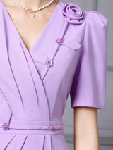 Short Sleeve Pleats Mother Of The Bride Dress