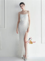 Mermaid Backless Sequins Beading Prom Dress