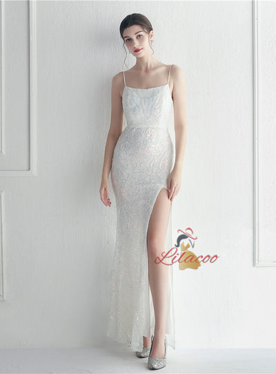 Mermaid Backless Sequins Beading Prom Dress