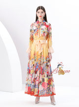 Women Printed Chiffon Shirt+Skirt Suit