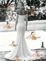 White Mermaid Lace Long Sleeve Wedding Dress