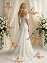 White Mermaid Lace Appliques Wedding Dress