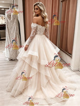 Tulle Long Sleeve Lace Wedding Dress