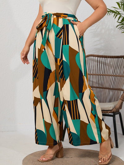 Wide-leg Printed Loose Plus Size Pants