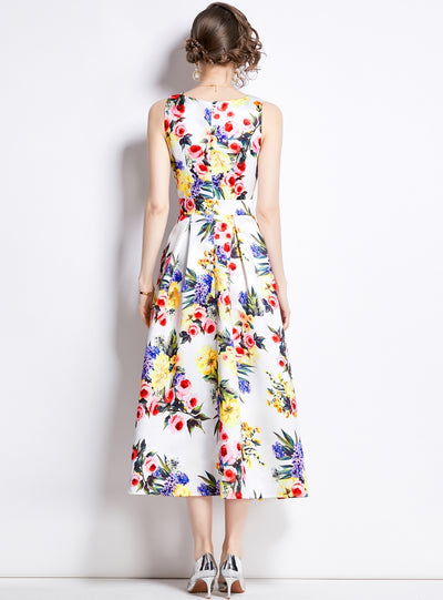 Retro Palace Print Party Dress
