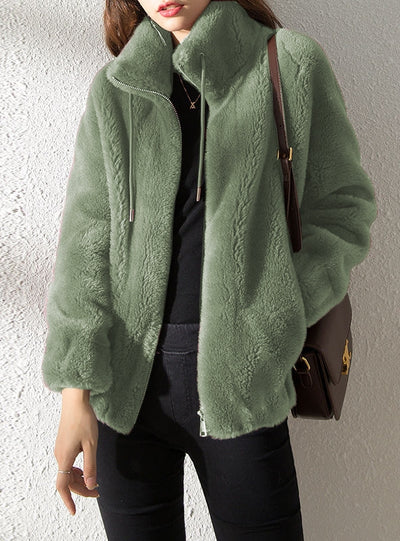 Imitation Lambswool Thick Turtleneck Coat