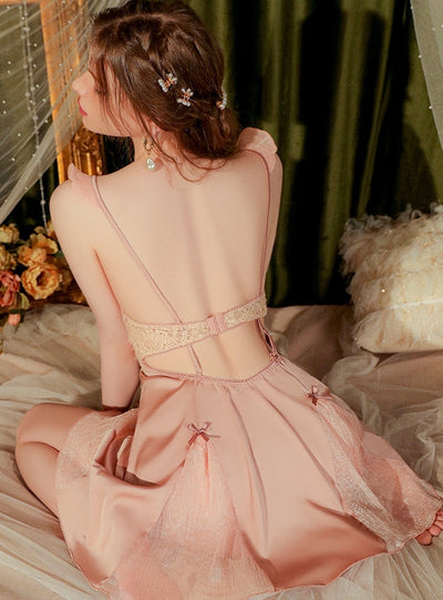Sexy Backless Satin Gown Pajamas