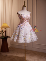 Pink Tulle Sequins Beading Homecoming Dress
