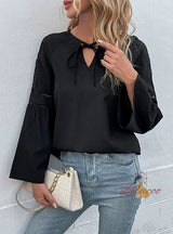 Laced Long-sleeved Stitching Lace Shirt