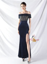 Mermaid Sequins Off the Shoulder Split Prom Dress