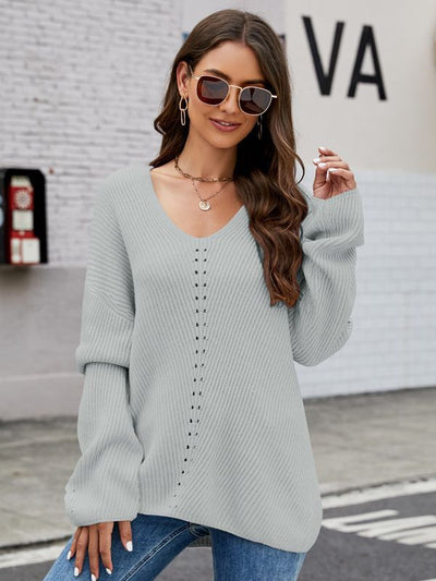 V-neck Loose Long-sleeved Pullover Sweater