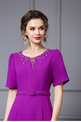 Purple Beading Mother of the Bride Dress