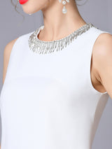 White Beading Mother of the Bride Dress