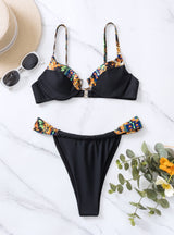 Printed Splicing Two-piece Swimsuit