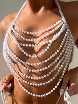 Pearl Jewelry Halter Sexy Bikini