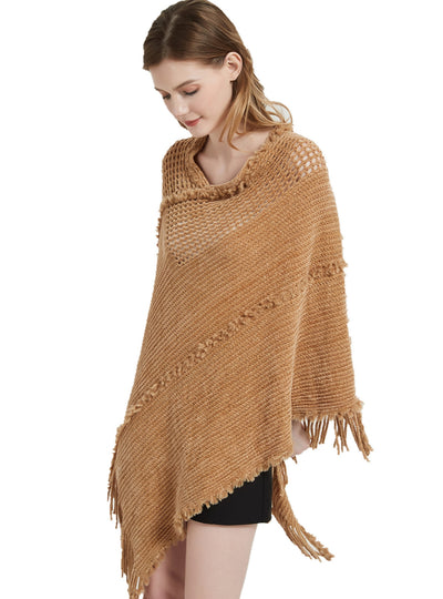 Bat Sweater Solid Color Hollow Knit Shawl