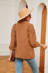 Solid Color Button Long Sleeve Loose Coat