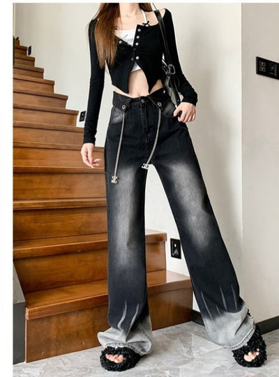 Gradient High Waist Wide Leg Jeans