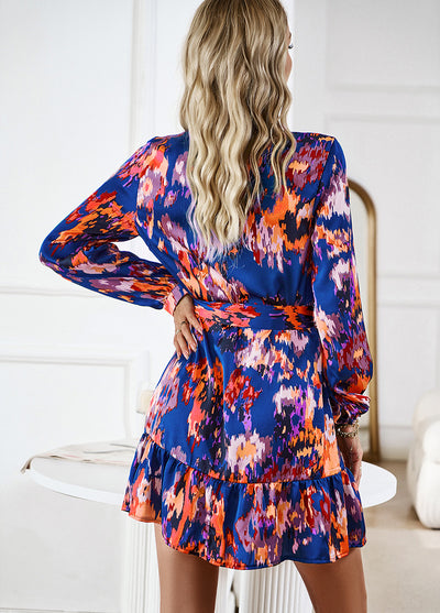 Printed Long-sleeved Shirt Dress