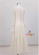 Beige Sequins Long Sleeve Prom Dress