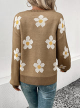 Women Long Sleeve Jacquard Sweater