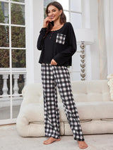 Plaid Long Sleeve Two-piece Suit