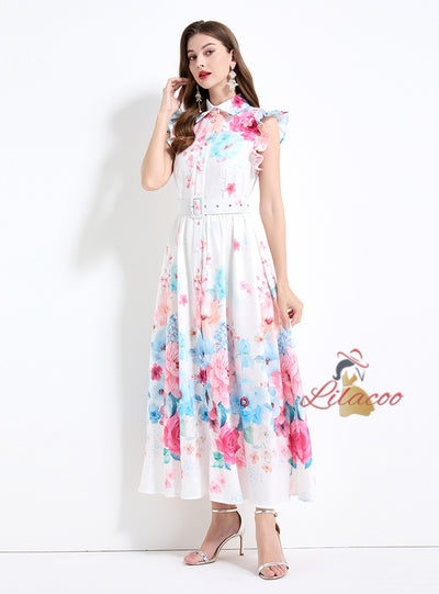 Retro Silm Waist Lapels Party Dress