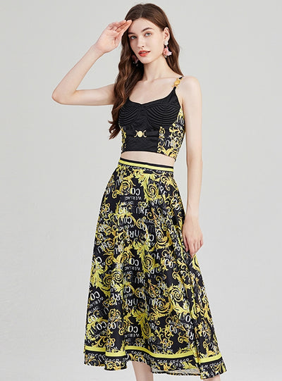 Sexy Suspender Top+Skirt Two-piece Suit