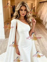 White Mermaid One Shoulder Wedding Dress