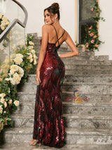 Sexy Straps V-neck Sequins Prom Dress