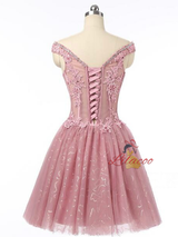Pink Tulle Sequins Appliques Homecoming Dress