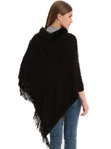 Sequined Solid Color Pullover Knitted Cloak