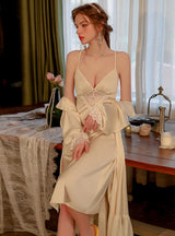 Sexy Satin Chest Pad Slit Nightdress