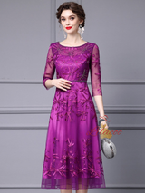 Black Short Sleeve Beading Mother Of The Bride Dress